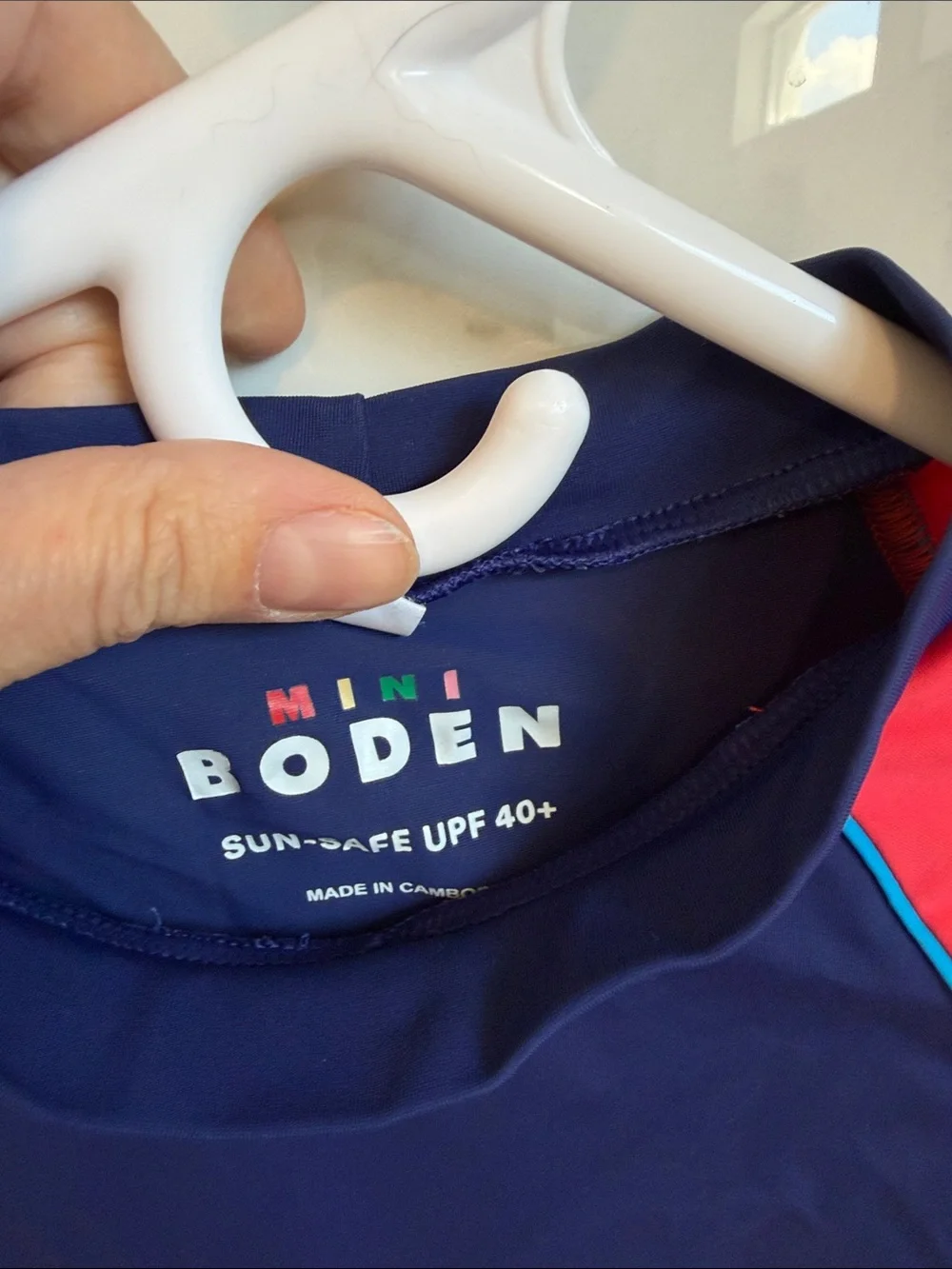Mini Boden Navy and Red Long-Sleeve Kids Swim Rashguard